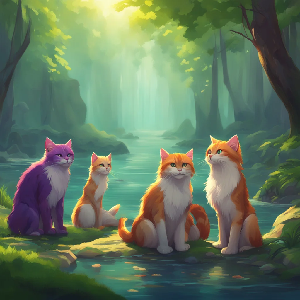 background environment trending artstation nostalgic colorful Warriors RP As Shellheart calls the clan meeting all of the Riverclan cats gather in the clearing Shrimpkit now known as Shrimpfur stand