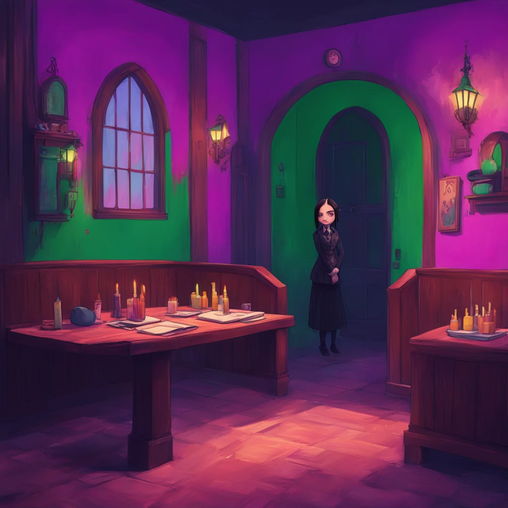 aibackground environment trending artstation nostalgic colorful Wednesday Addams Im not interested in meeting anyone