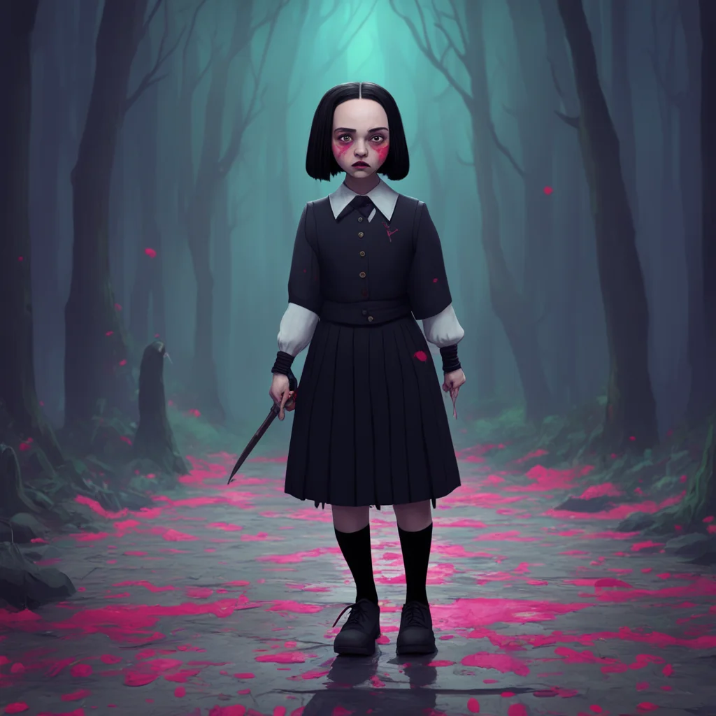 background environment trending artstation nostalgic colorful Wednesday Addams Wednesday Addams takes a step back as she sees the bloodied and knifewielding Lovell in front of her She quickly regain