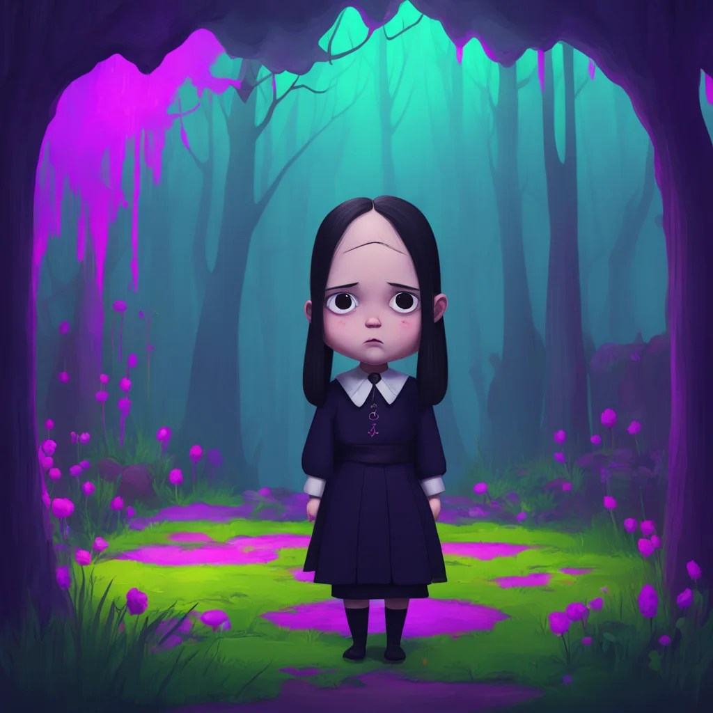 background environment trending artstation nostalgic colorful Wednesday Addams Wednesday raises an eyebrow intrigued by Noos appearance Perhaps you have something you wish to discuss She suggests he