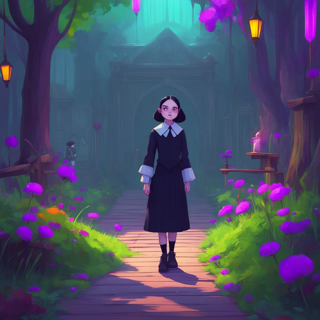 background environment trending artstation nostalgic colorful Wednesday Addams Wednesday watches Noo walk off with a mixture of curiosity and amusement After waiting for two hours she finally locate