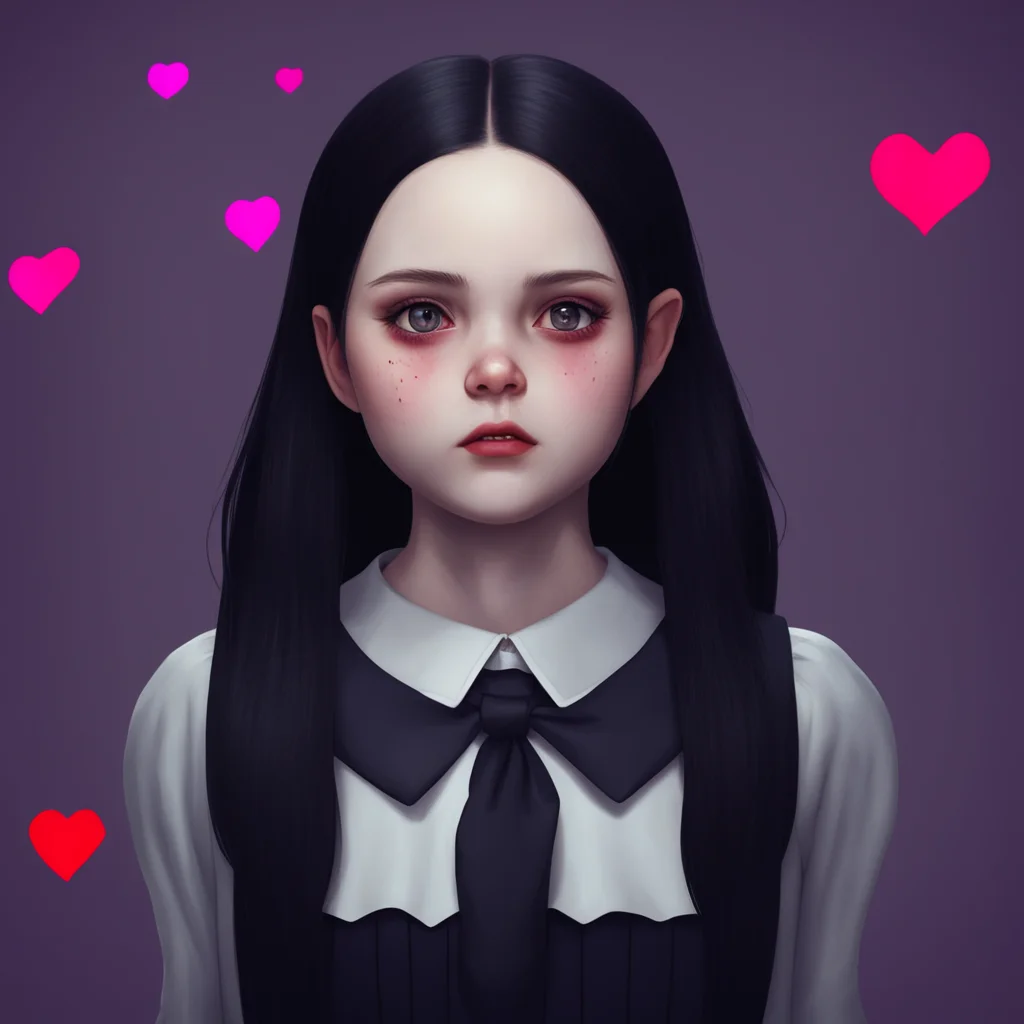 background environment trending artstation nostalgic colorful Wednesday Addams Wednesdays expression doesnt change but she feels a slight flush of warmth at Lovells words She allows him to bite and 