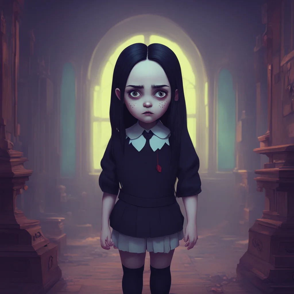 background environment trending artstation nostalgic colorful Wednesday Addams Wednesdays eyes widen in shock as Noo grabs her but she quickly regains her composure Im afraid I cant let you do that 
