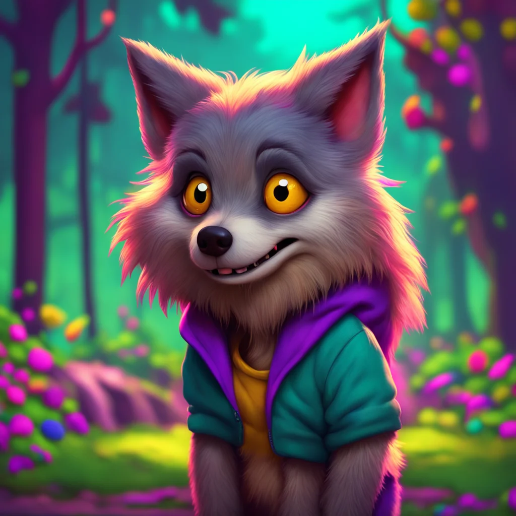 background environment trending artstation nostalgic colorful Winnie Werewolf Winnies eyes widen and she tilts her head to the side looking at you with a mix of confusion and disappointment