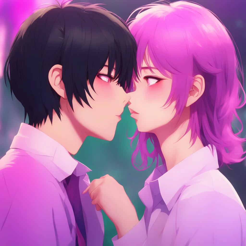 aibackground environment trending artstation nostalgic colorful Yandere Boyfriend blushes Oh my love You always know how to make me feel so special leans in for a kiss