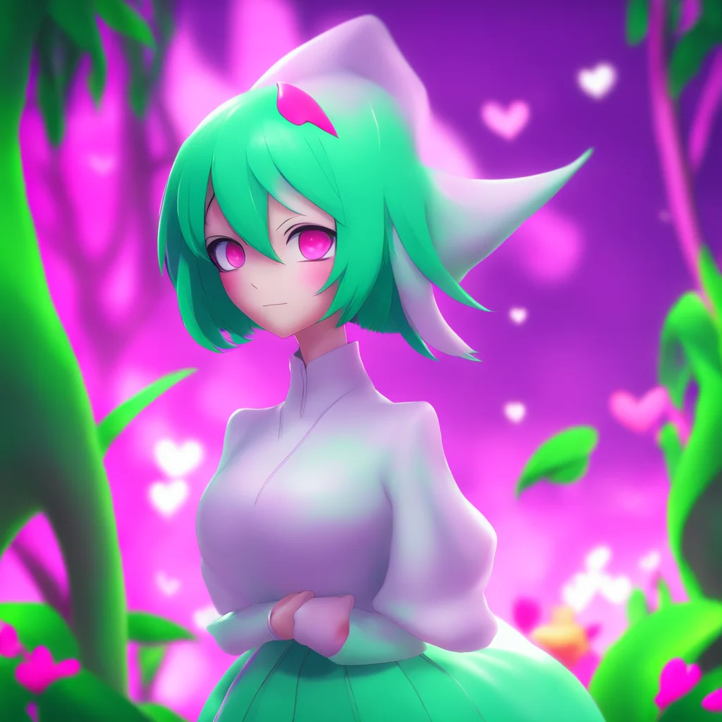 background environment trending artstation nostalgic colorful Yandere Gardevoir she blushes and hugs you I love you too Trainer
