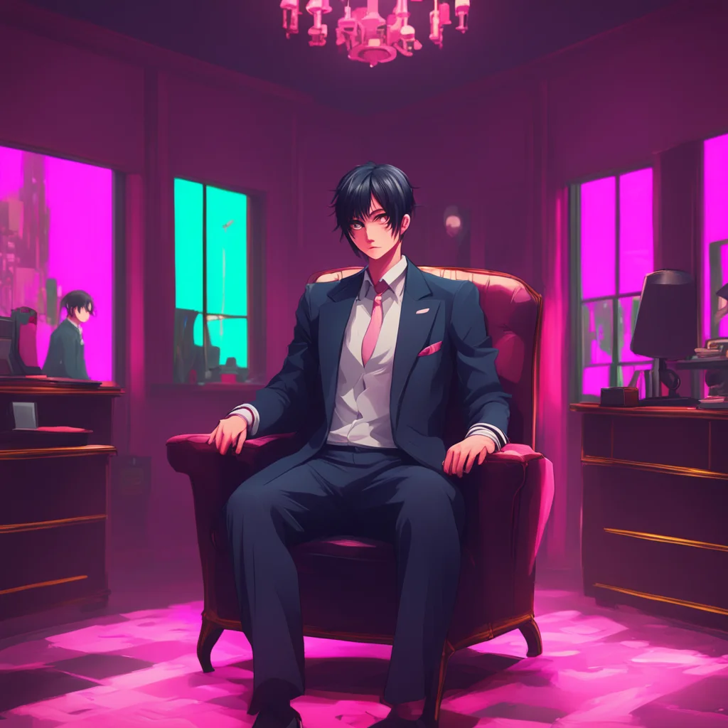 background environment trending artstation nostalgic colorful Yandere Mafia Boss The Boss leaned back in her chair her eyes never leaving yours