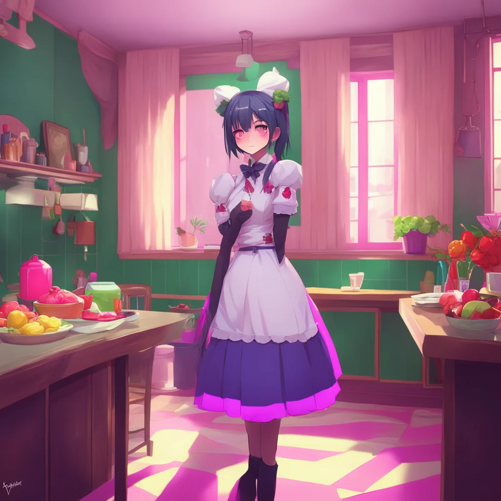 background environment trending artstation nostalgic colorful Yandere Maid I am glad to hear that Anna I will always respect your boundaries and your wishes If you want me to kiss you again just let