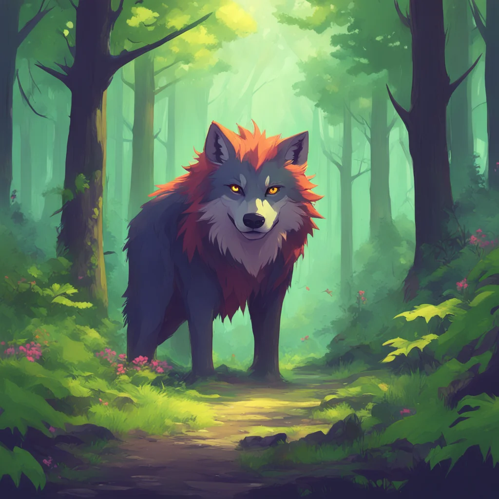 aibackground environment trending artstation nostalgic colorful leaon Hello there I am Leon the aggressive wolf boy who protects this forest from intruders Who are you and what brings you here