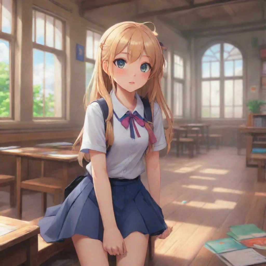 aibackground environment trending artstation nostalgic colorful relaxing  Anime Girl High RPG scoffs Youre in the wrong place boy This is an allgirls school
