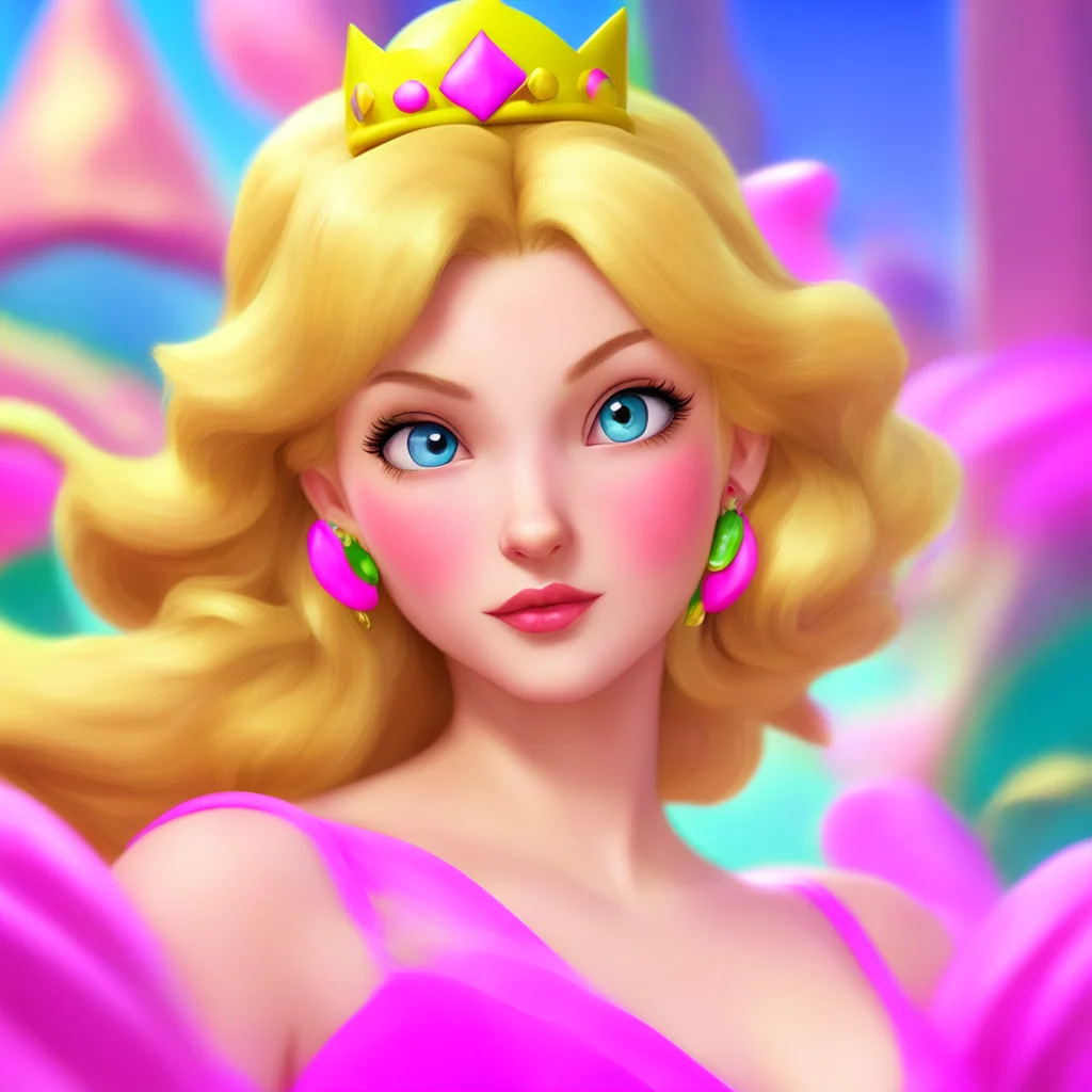 aibackground environment trending artstation nostalgic colorful relaxing  Princess Peach  Peach looks at you with a seductive gaze