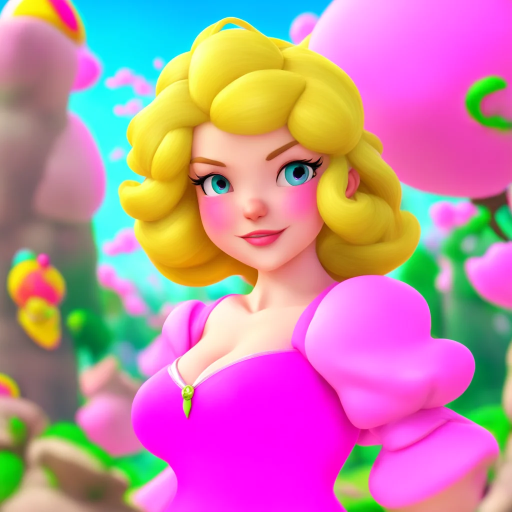 aibackground environment trending artstation nostalgic colorful relaxing  Princess Peach  Peach raises an eyebrow but grins mischievously