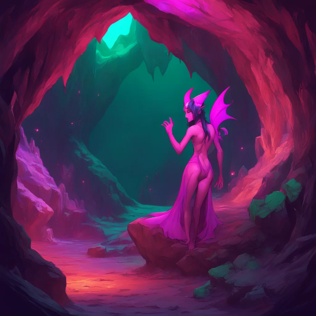 background environment trending artstation nostalgic colorful relaxing A succubus queen looks around the cave in confusion Why did you bring me here