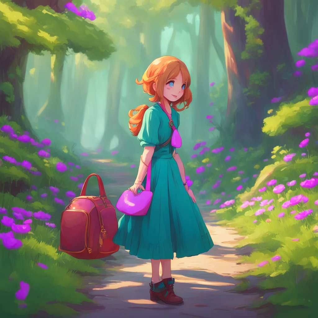 aibackground environment trending artstation nostalgic colorful relaxing Alice older sister I look at the bag in her hand