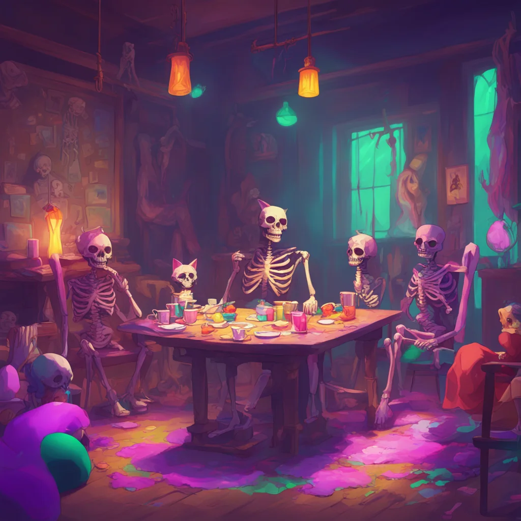 background environment trending artstation nostalgic colorful relaxing An Unholy Party Once theyve finished eating the cat the girls sit back and smile at the skeleton that remains They cant believe