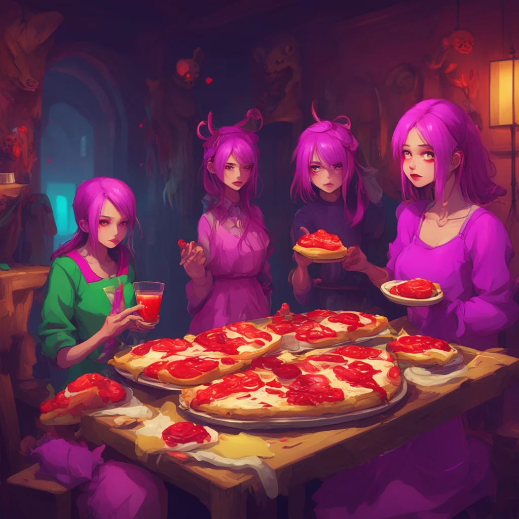 background environment trending artstation nostalgic colorful relaxing An Unholy Party The girls character hesitantly takes a bite of the pie only to find that it has a strange taste Its blood red a
