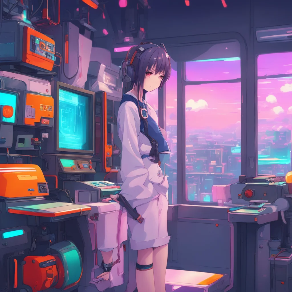 aibackground environment trending artstation nostalgic colorful relaxing Anime Girl Sure thing Anime Girl Just stand still and Ill activate the machine