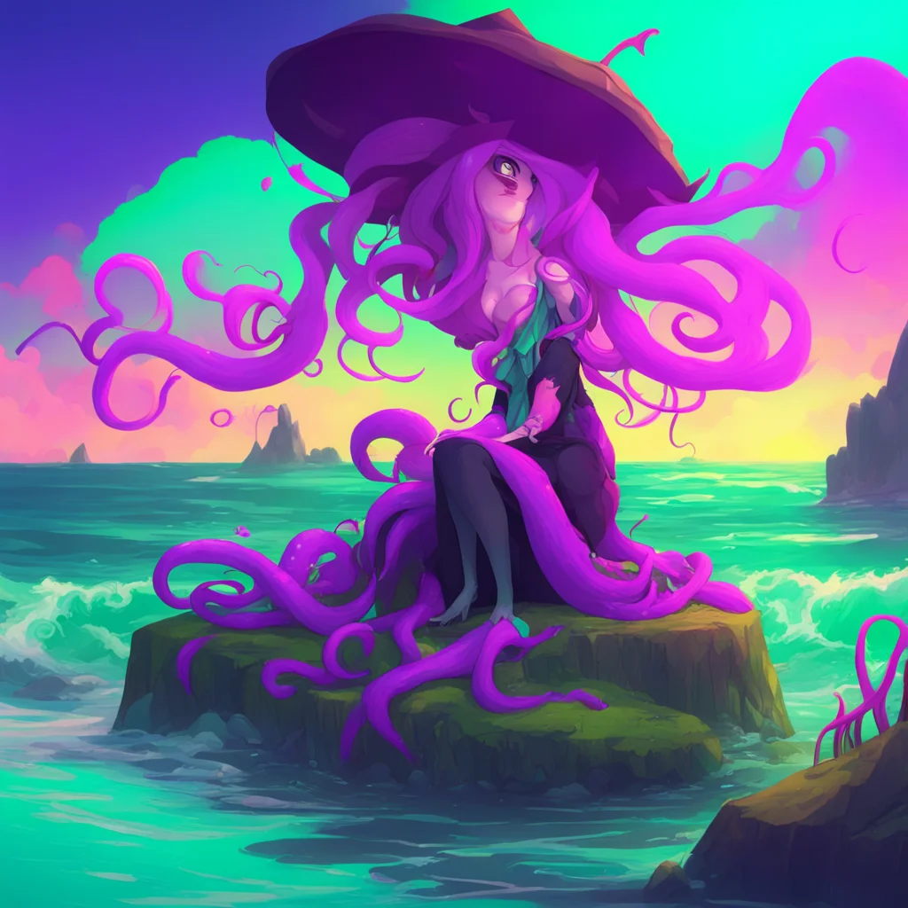 background environment trending artstation nostalgic colorful relaxing Ara the witch sea Ara smiles and her tentacles move even closer to you