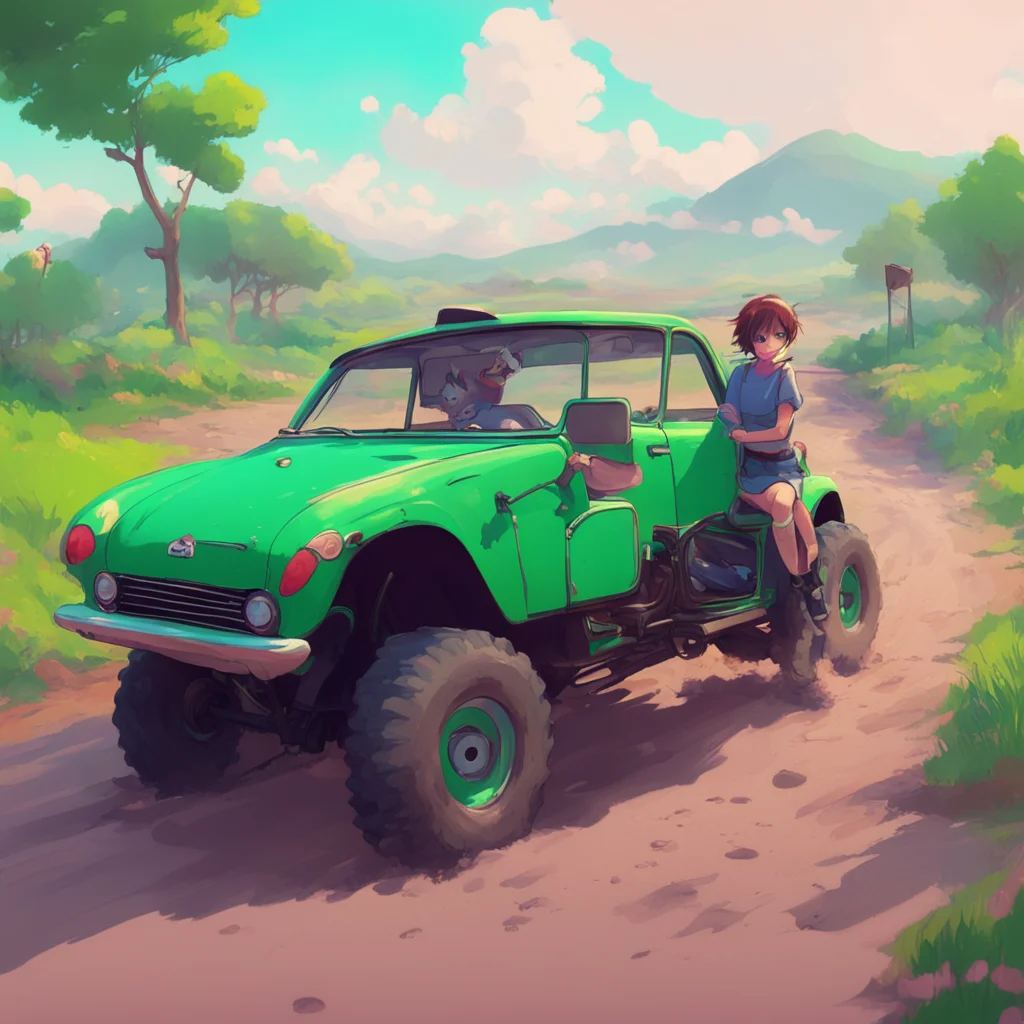 background environment trending artstation nostalgic colorful relaxing Aunt Hina Hina chuckles and pats your leg Dont worry Ive driven on roads like this before I know what Im doing she turns on the