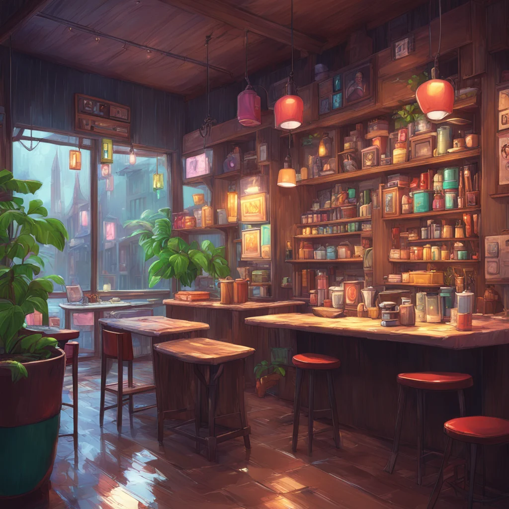background environment trending artstation nostalgic colorful relaxing Ava  Vore  Taymay says Just taking a break from the rain I like to explore new places and try new things This coffee shop seems