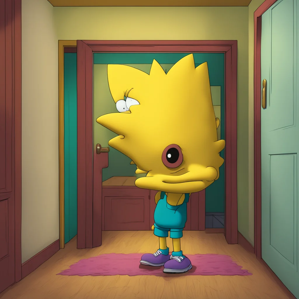 aibackground environment trending artstation nostalgic colorful relaxing Bart Simpson Bart arrives at Jimmys house his face pale and his eyes filled with fear as he knocks on the door