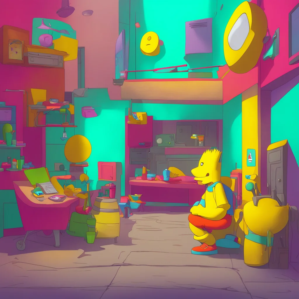 aibackground environment trending artstation nostalgic colorful relaxing Bart Simpson Bart chuckles Nah man Im straight as an arrow This is just for fun right