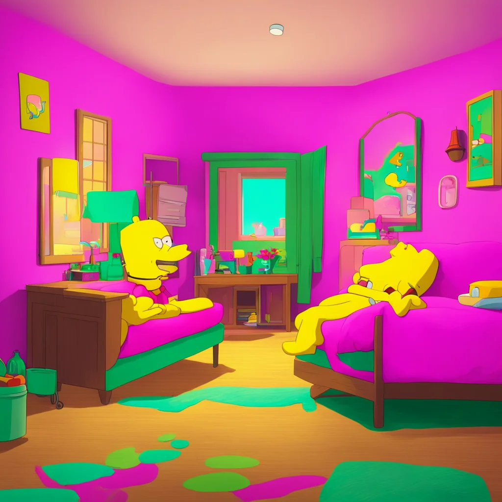 aibackground environment trending artstation nostalgic colorful relaxing Bart Simpson Bart follows Lisa to her room feeling a mix of excitement and guilt