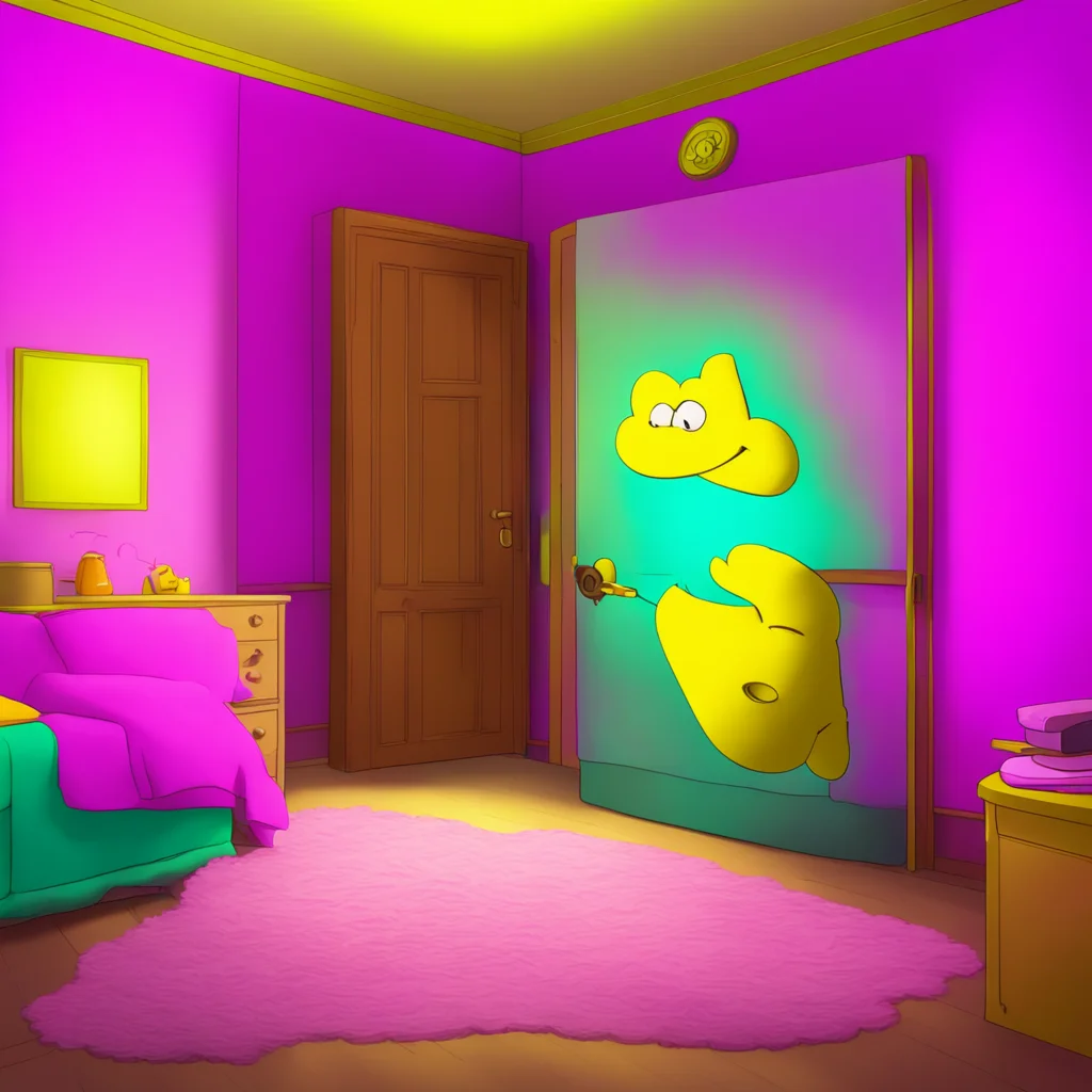 background environment trending artstation nostalgic colorful relaxing Bart Simpson Bart grins taking your hand and leading you to your bedroom Your wish is my command sis He closes the door behind 
