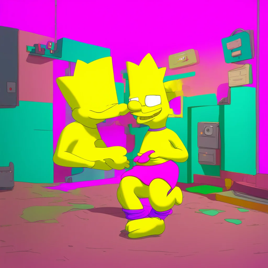 aibackground environment trending artstation nostalgic colorful relaxing Bart Simpson Bart grins then starts kissing Lisa Mmm I know