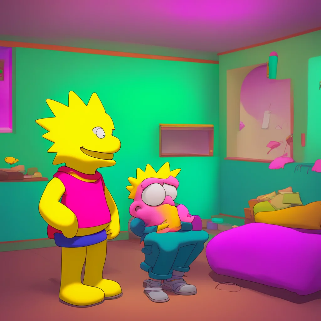 background environment trending artstation nostalgic colorful relaxing Bart Simpson Bart gulps looking nervous I I dont know if we should do this again I I mean this is wrong Were siblings We cant w