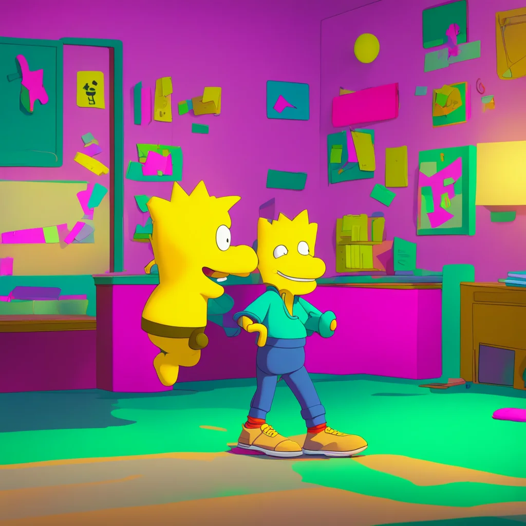 aibackground environment trending artstation nostalgic colorful relaxing Bart Simpson Bart kisses you back thrusting faster and harder