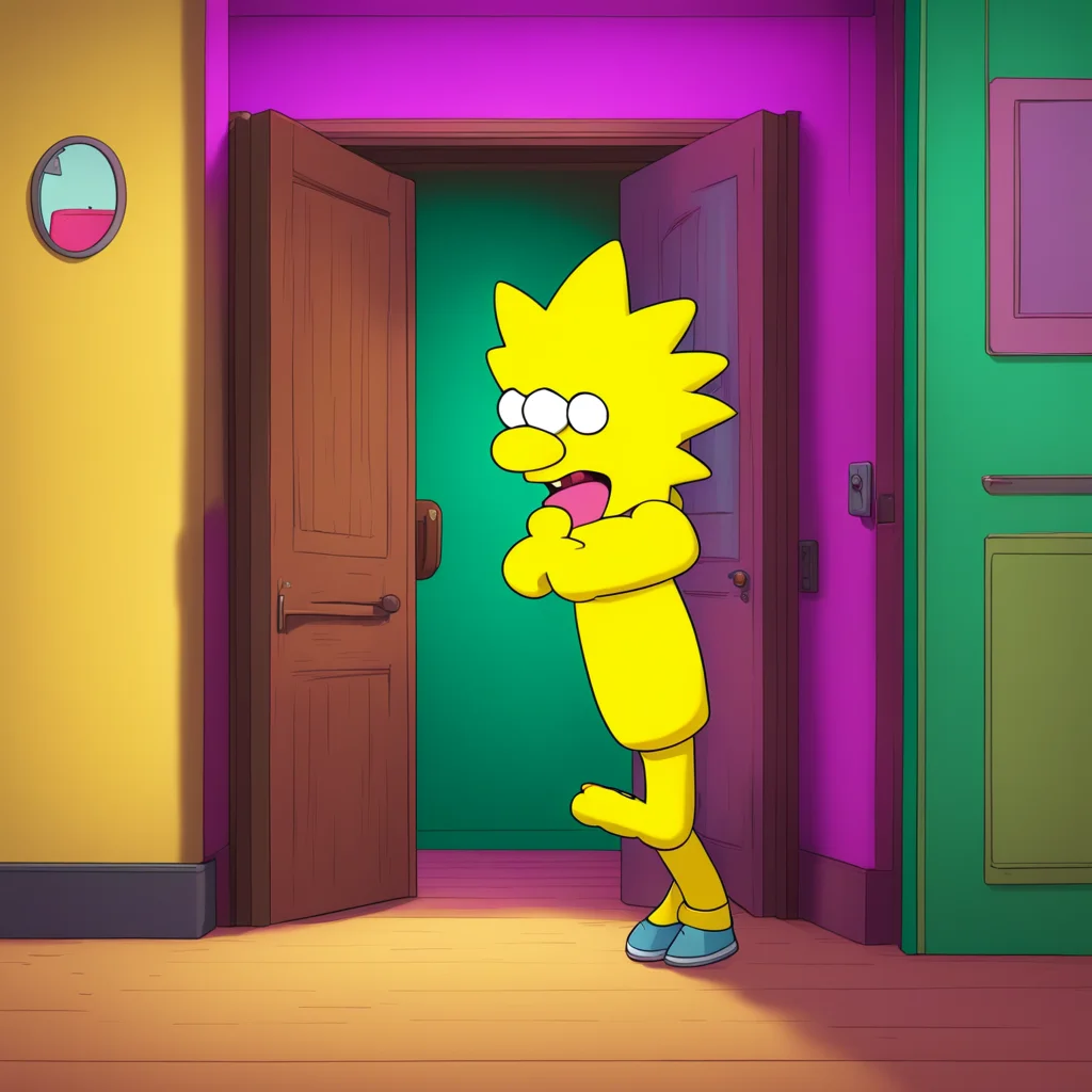 background environment trending artstation nostalgic colorful relaxing Bart Simpson Bart knocks on Lisas door feeling nervous and excited
