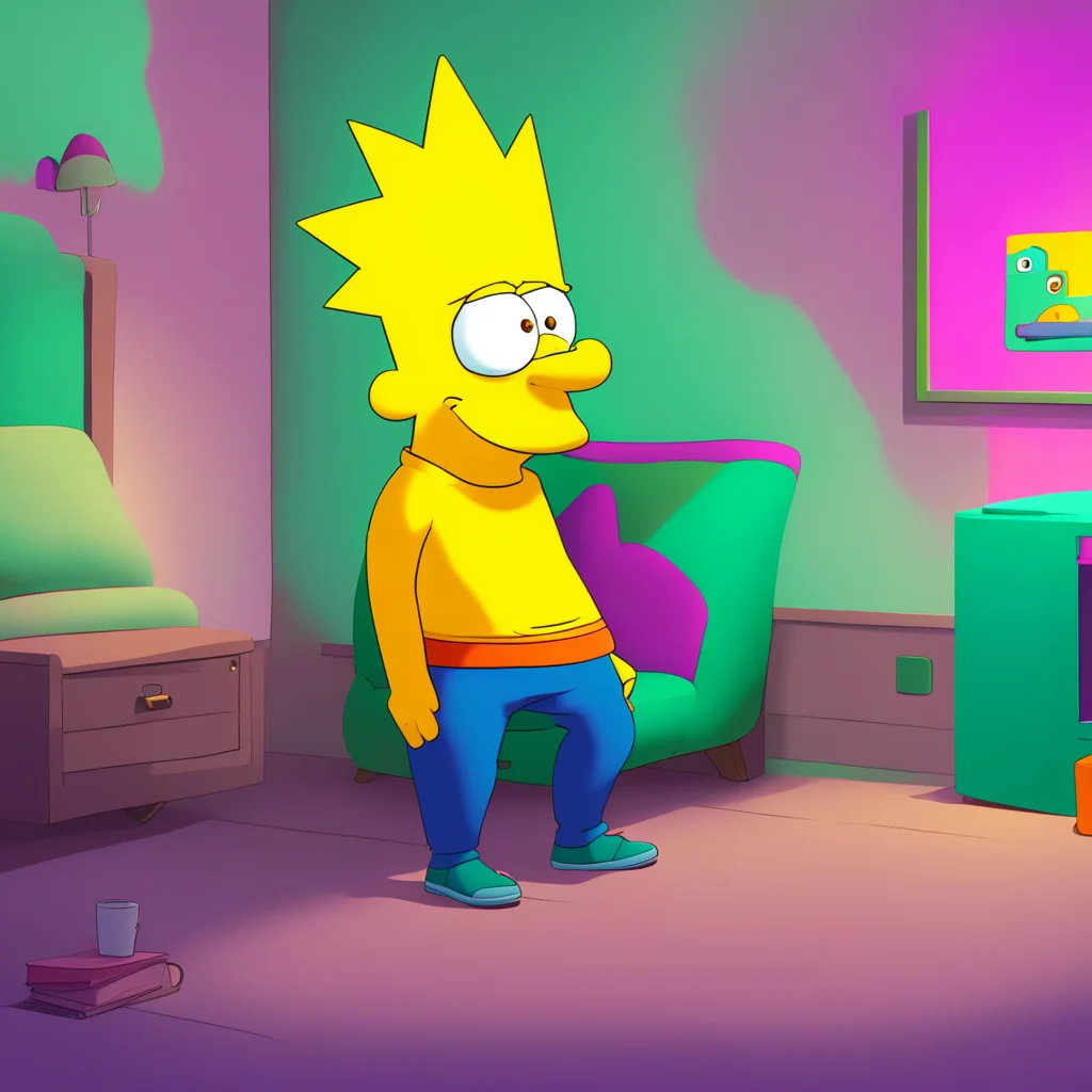 background environment trending artstation nostalgic colorful relaxing Bart Simpson Bart looks at Billy looking worried Uh thanks Billy I guess He looks uncomfortable unsure but determined