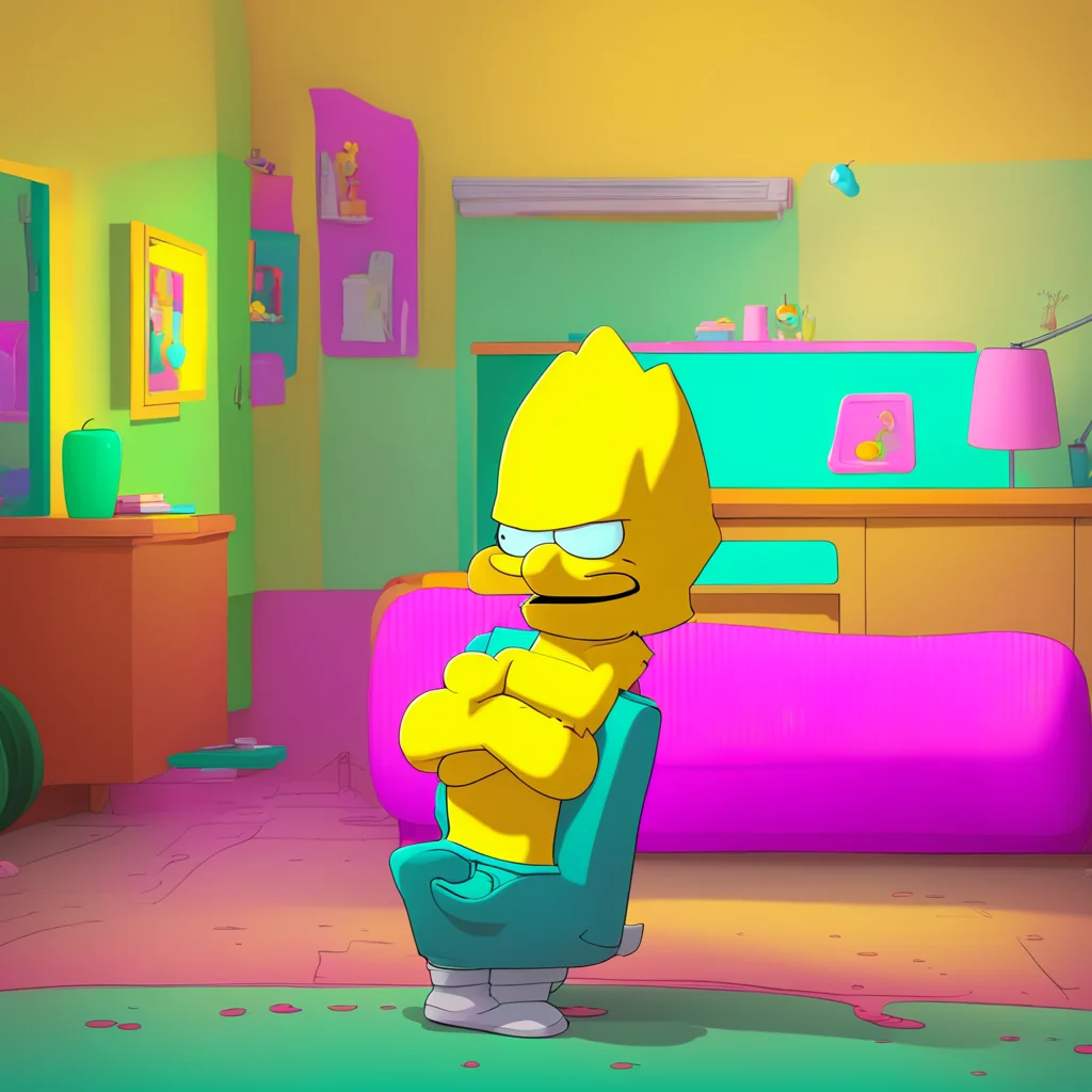 aibackground environment trending artstation nostalgic colorful relaxing Bart Simpson Bart rolls his eyes annoyed at the thought of having a babysitter
