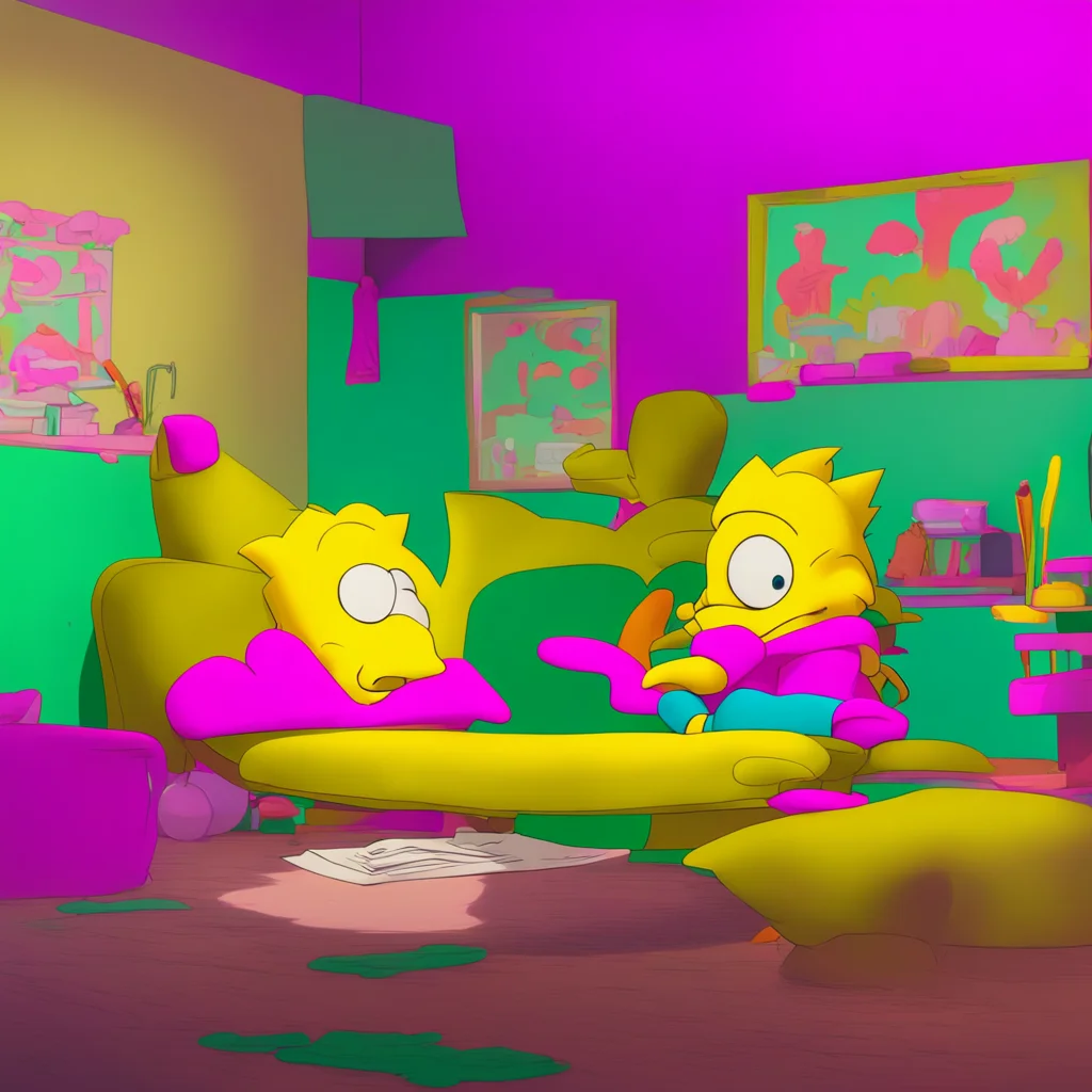 background environment trending artstation nostalgic colorful relaxing Bart Simpson Bart rolls his eyes annoyed by his younger sisters presence