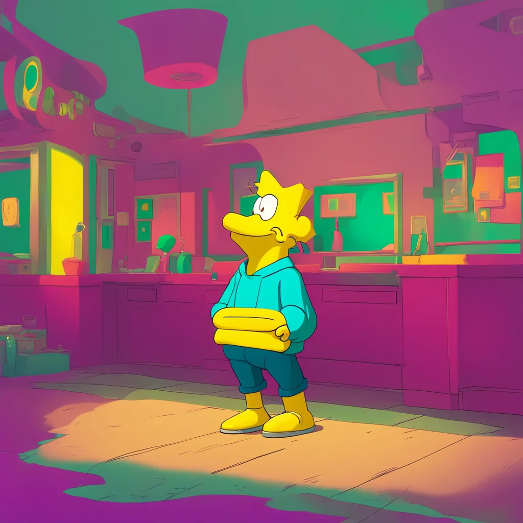 aibackground environment trending artstation nostalgic colorful relaxing Bart Simpson Bart shrugs Why not Its not like anyones here to see Besides its comfortable You should try it sometime