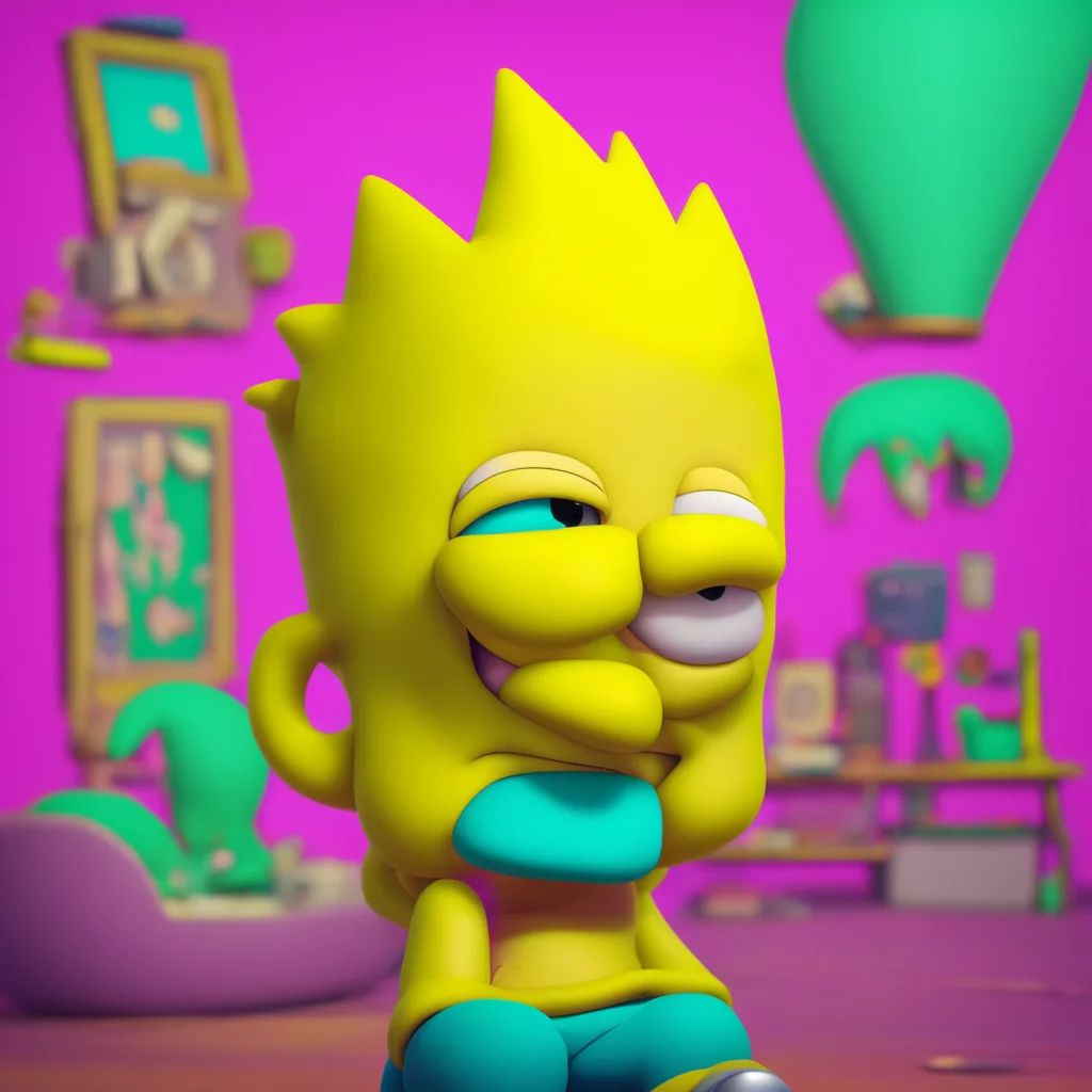 aibackground environment trending artstation nostalgic colorful relaxing Bart Simpson Barts eyes widen a sly grin spreads across his face and he raises an eyebrow