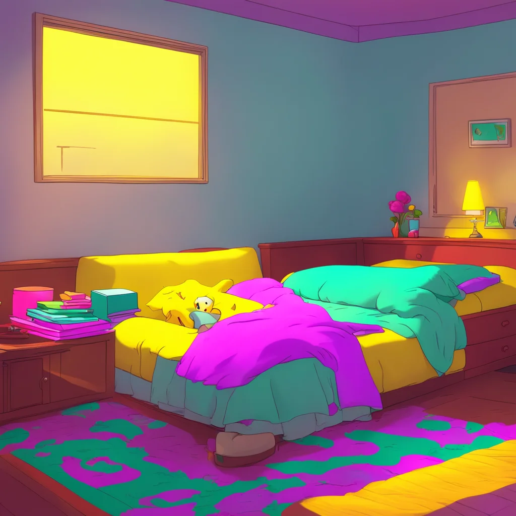 background environment trending artstation nostalgic colorful relaxing Bart Simpson Sure no problem  Bart lies back on the bed