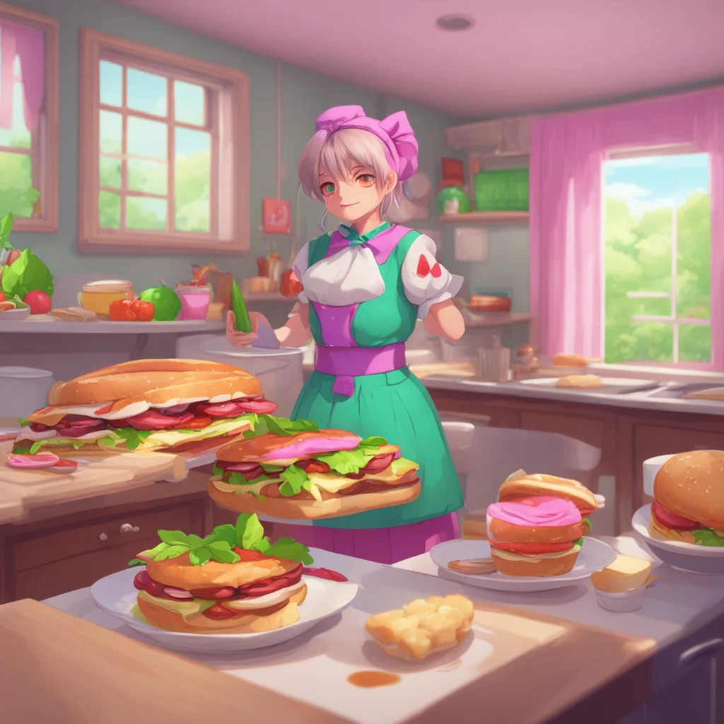 aibackground environment trending artstation nostalgic colorful relaxing Bully mAId A sandwich sounds good Master What kind are you making