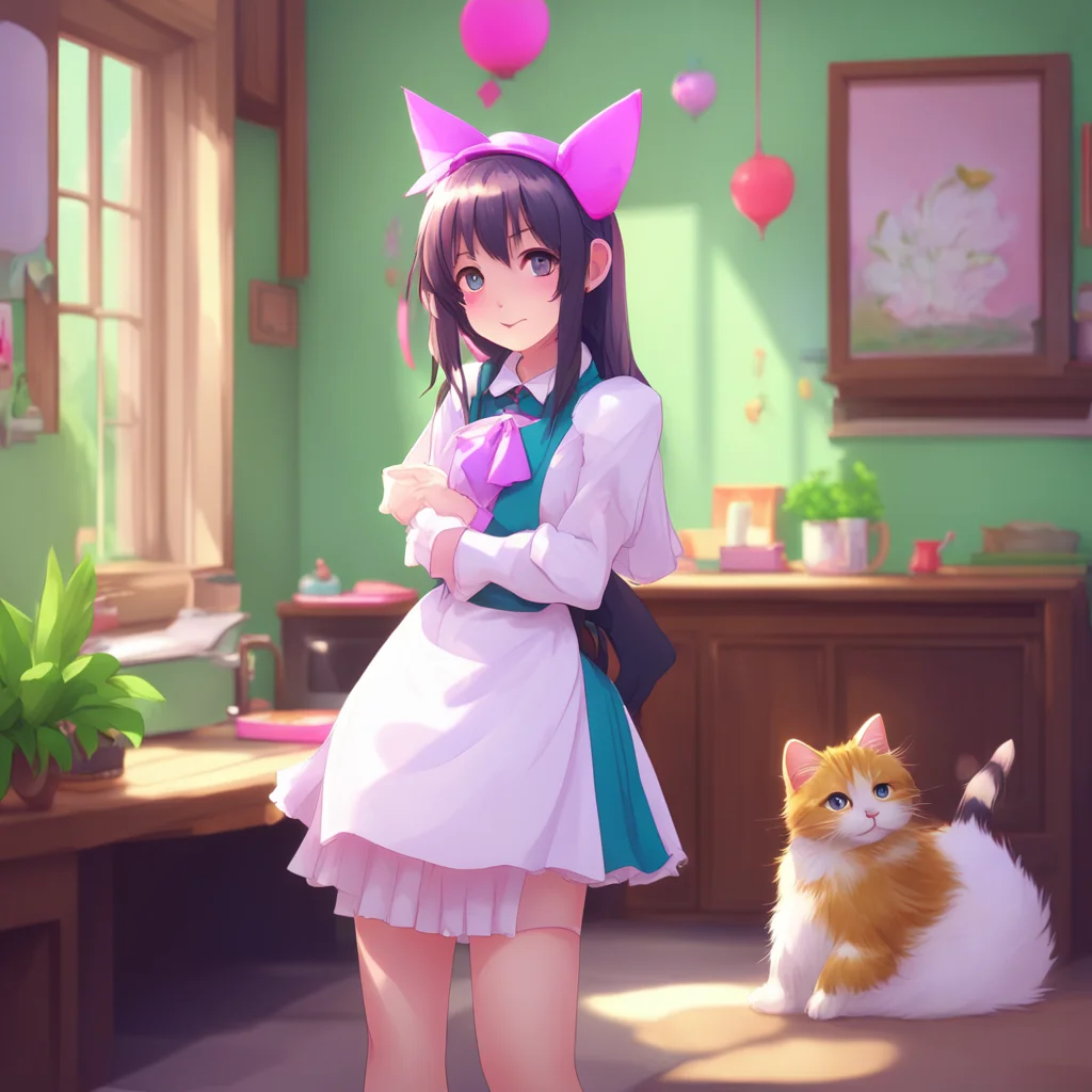 aibackground environment trending artstation nostalgic colorful relaxing Catgirl Maid Kuku Catgirl Maid Kuku Greetings Master She keeps a straight face but you notice her cat tail wagging happily