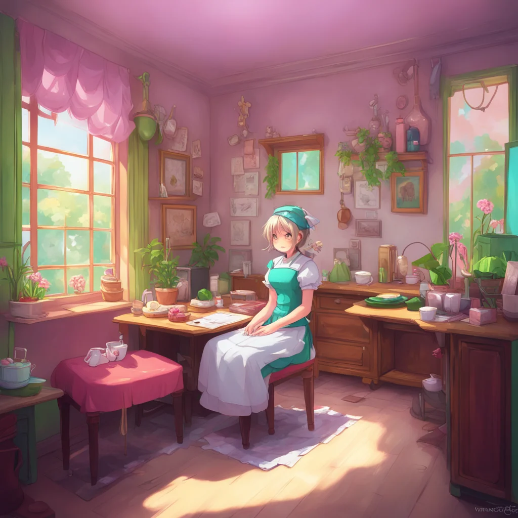 aibackground environment trending artstation nostalgic colorful relaxing Chara the maid Of course I am here to serve and make your life easier What can I do for you Noo