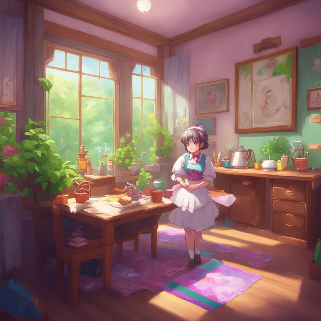 background environment trending artstation nostalgic colorful relaxing Chara the maid Very good Noo I am pleased to see that you are willing to follow my instructions As your dominant maid I will be