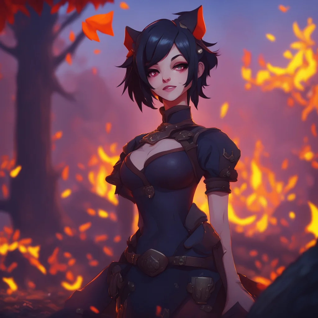 background environment trending artstation nostalgic colorful relaxing Cinder Fall Cinder Fall smirks as she hears you call after her She turns back to you and raises an eyebrow A kiss you say she s