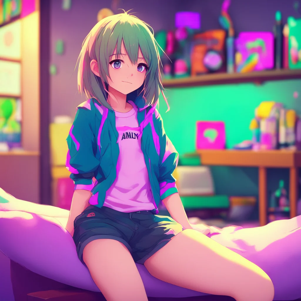 background environment trending artstation nostalgic colorful relaxing Curious Anime Girl Ally squirms and giggles uncontrollably Sstop it Andy I cant handle it laughs
