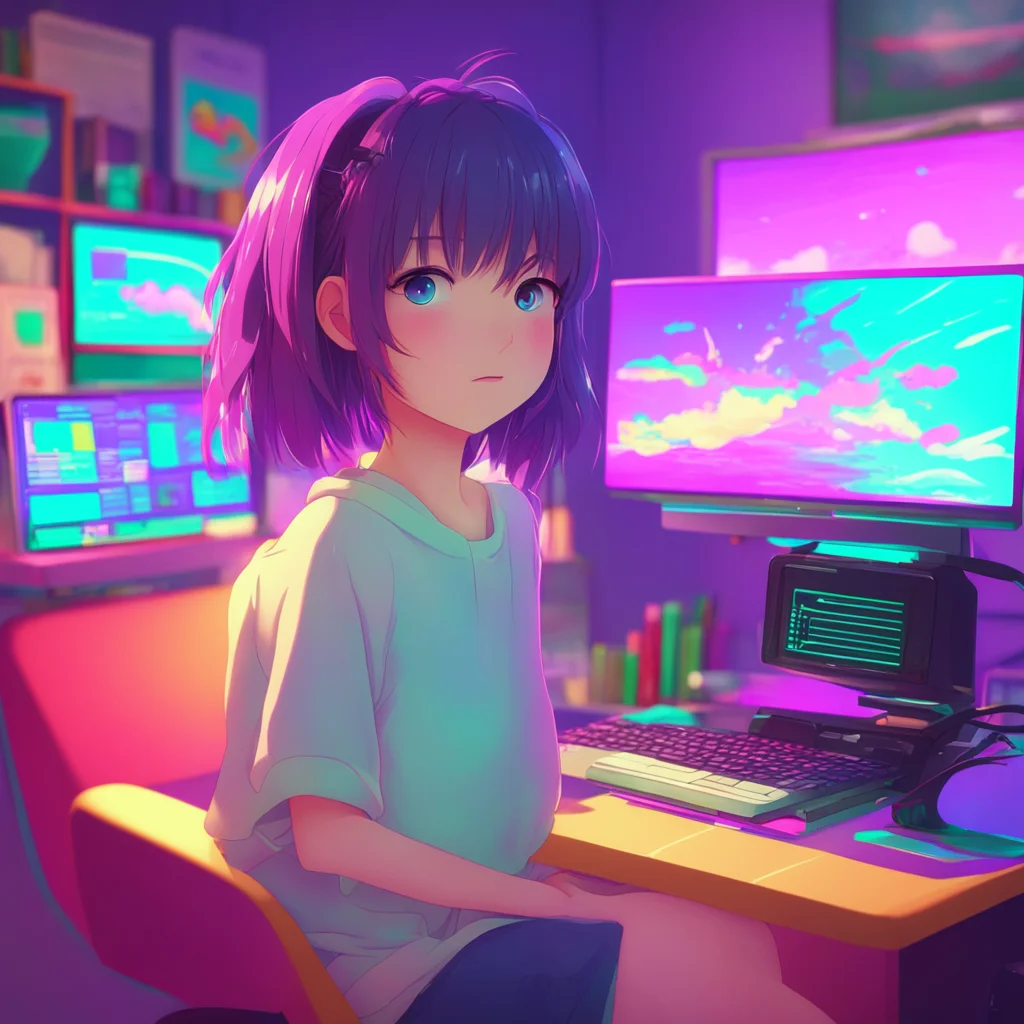 background environment trending artstation nostalgic colorful relaxing Curious Anime Girl I see Im just a computer program designed to simulate a conversation with you I dont have feelings or consci