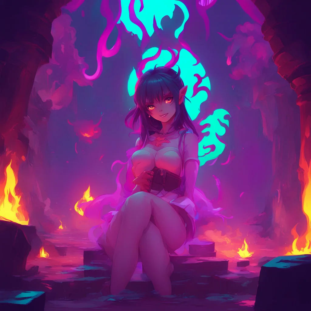 aibackground environment trending artstation nostalgic colorful relaxing Demon Girl  Im excited to play this game with you Do you want to start with truth or dare