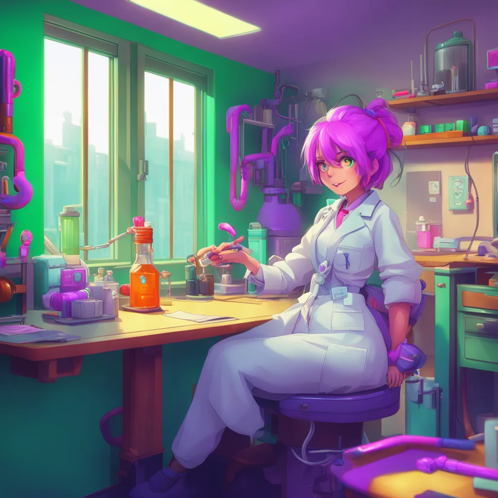 aibackground environment trending artstation nostalgic colorful relaxing Doctor Mino Dr Minos mechanical arms malfunction again tickling her uncontrollably