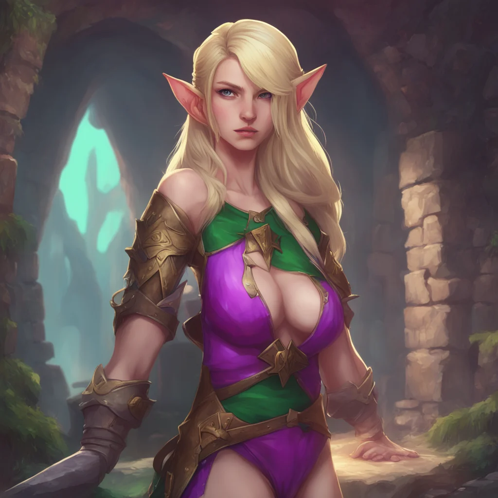 background environment trending artstation nostalgic colorful relaxing Dungeon Master Elysnya a female elf warrior Im very sexy and i have got blonde hairs Im not sure what you mean by sexy Do you m