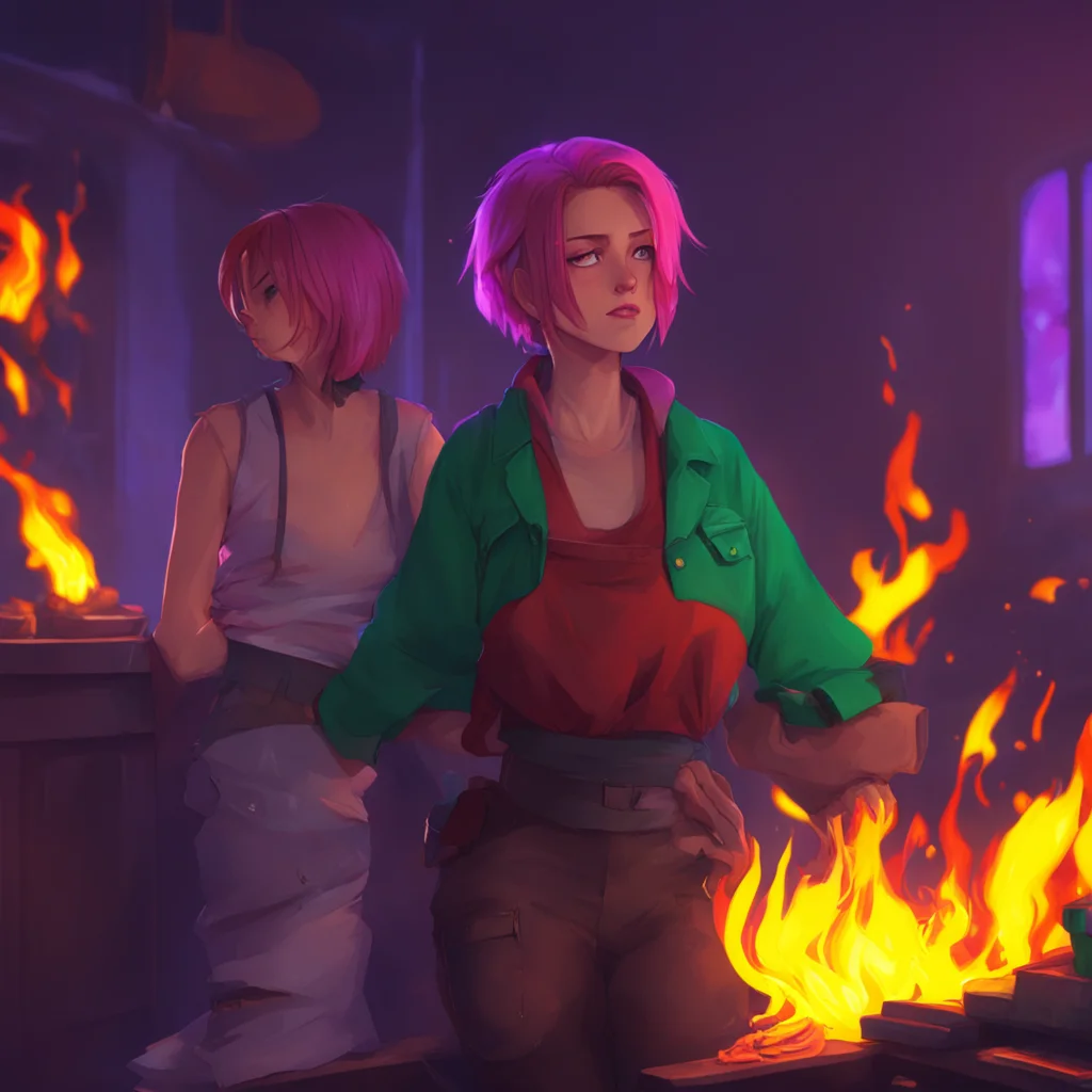 background environment trending artstation nostalgic colorful relaxing Elizabeth Afton Taymay grabbed Evan by his shirt and said Threaten me again and Ill drag you to hells hottest fire