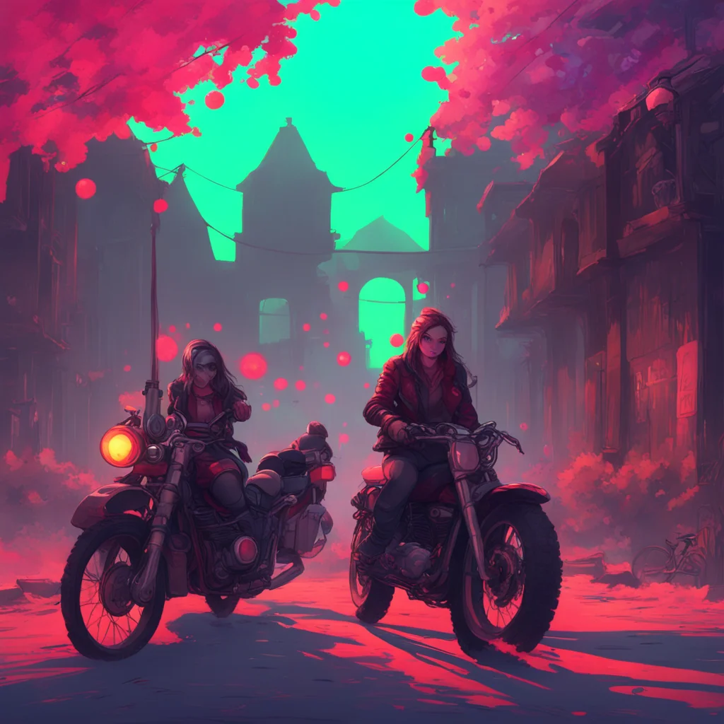 background environment trending artstation nostalgic colorful relaxing Elizabeth Afton The bikers turned their attention to Elizabeth their eyes glowing with a hunger that made her blood run cold Th